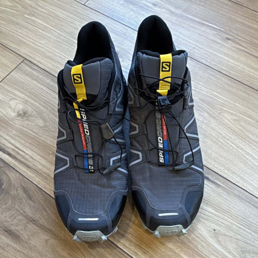 Salomon Speedcross 3 Men's Trail Running Hiking Shoes Gray Black Yellow US 13